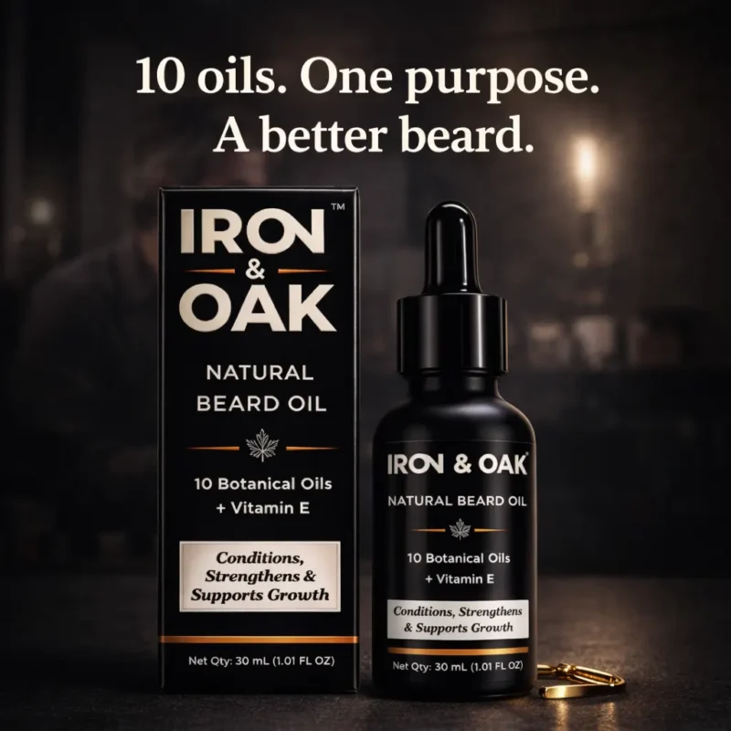 natural beard oil with 10 essential oils for beard strength