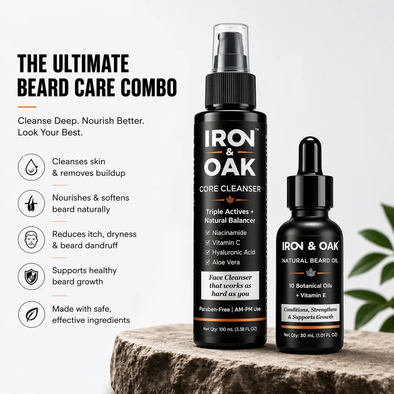 beard & skin care routine | core cleanser & natural beard oil value pack beard & skin care routine | core cleanser & natural beard oil value pack