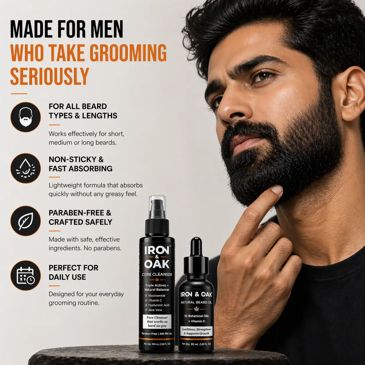 beard & skin care routine | core cleanser & natural beard oil value pack beard & skin care routine | core cleanser & natural beard oil value pack